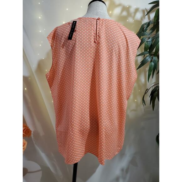 Violet & Claire NWT Polka Dot Sleeveless Blouse Top Womens Plus Size 3X Pink - Picture 4 of 10